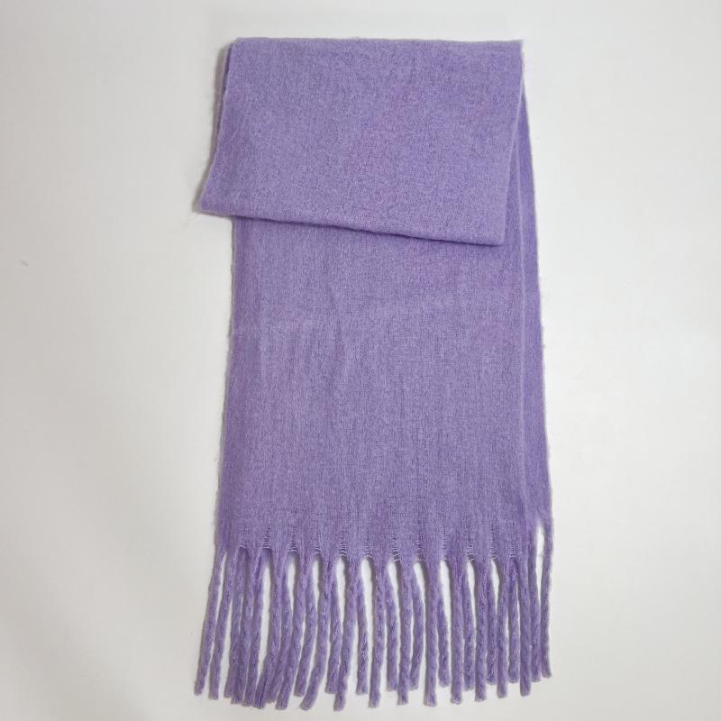 Versatile Mohair Solid Color Scarf Women's Winter Thickening Simple Warmth Enlarged Shawl Scarf