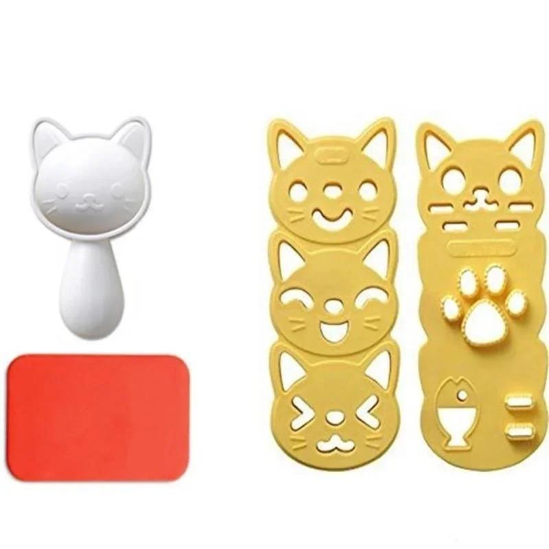 Cat Rabbit Rice Ball Mold Set Kids Cartoon Lunch Box DIY Creative Japanese Rice Sushi Tool Cake Molds Silicone Molds