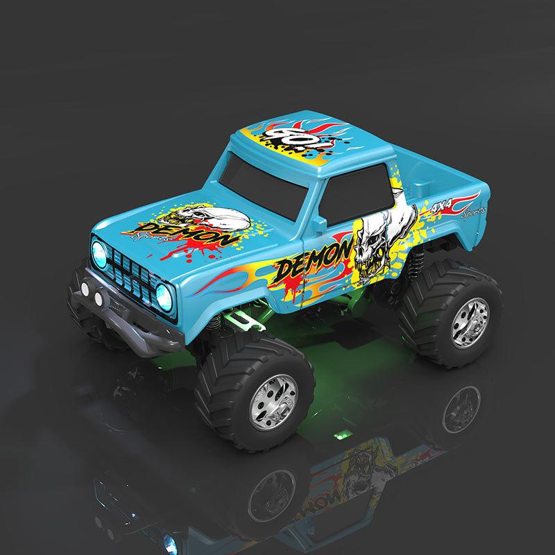 1:64 Mini Alloy RC Off Road Pickup Truck 2.4GHz Bluetooth App Control 3 Speed Shockproof LED Lights Powerful Motor For Kids