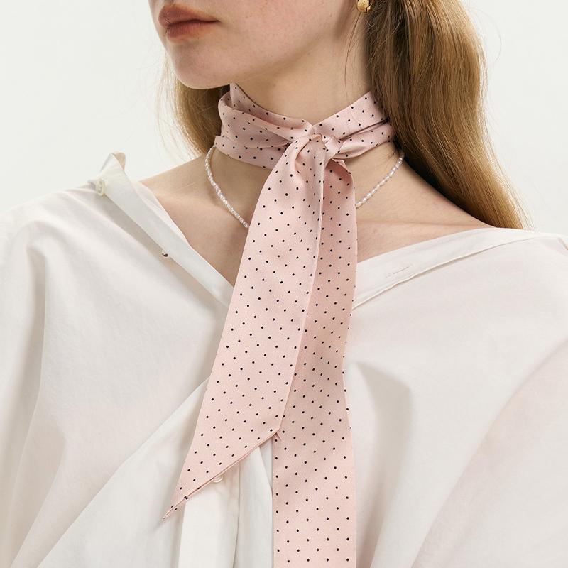 Women Narrow Long Scarf 190X4.5Cm Polka Dot Tie Bag Ribbon Headband Choker Streamer Lady Accessories