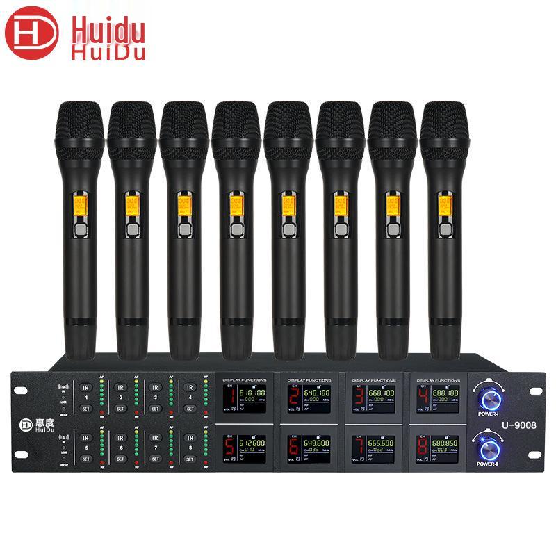 HuiDu U-9008 Pro Wireless FM Microphone for Meetings & Performances: Gooseneck Square Tube Design, Perfect for KTV
