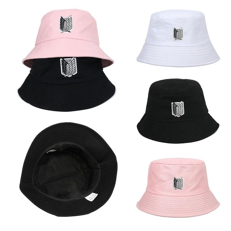 Stylish Attack On Titan Flat Top Basin Hat For Beach And Outdoor Activities, Sun-proof Wide Brim Bucket Hat