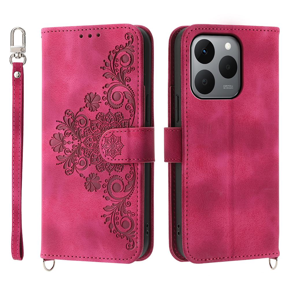 For Realme 15T 5G Case Flower Pattern PU Leather Wallet Phone Cover with Strap