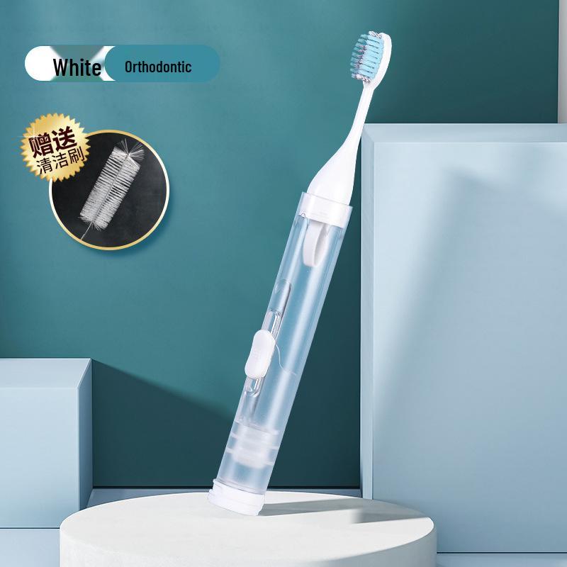 Portable All-in-One Travel Toothbrush & Toothpaste Set - Compact Folding Design for Office or On-the-Go