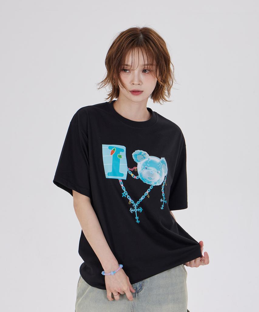 DYSFUNCT I Love Cotton Bear T-Shirt(Black/Blue)