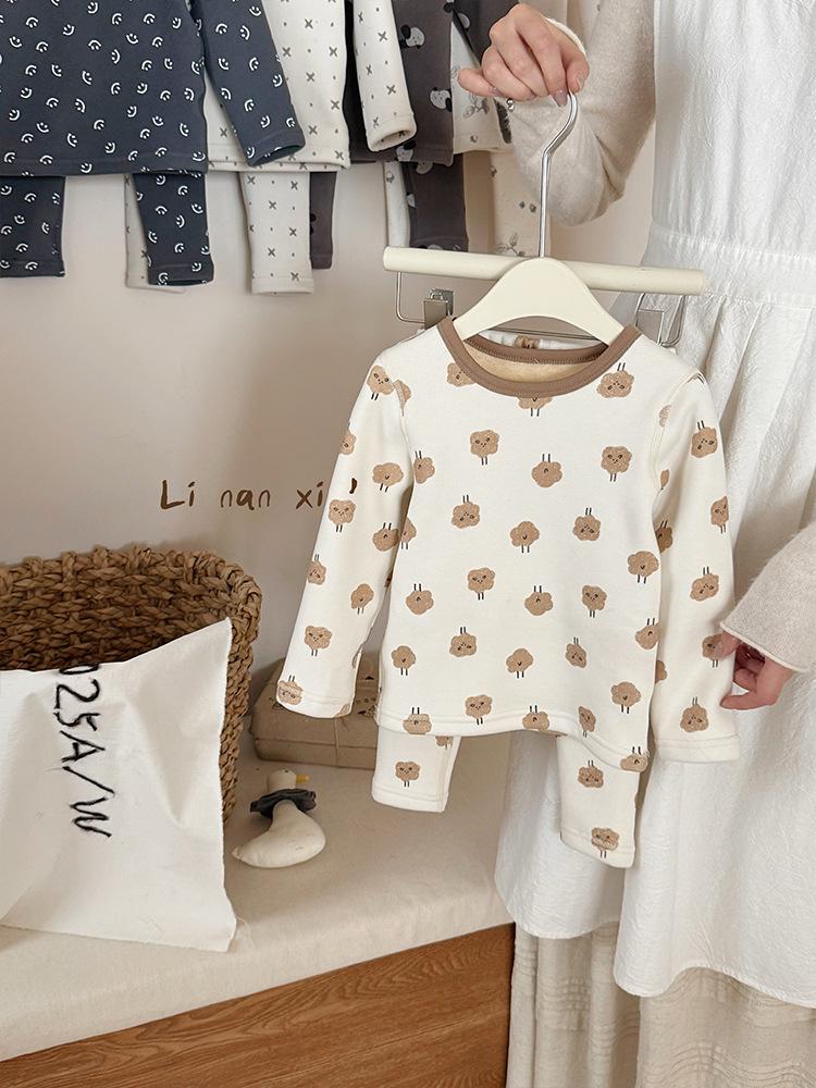 2025 New Fleece-Lined Winter Pajama Set for Small & Medium Children - Thermal Baby & Kids Homewear
