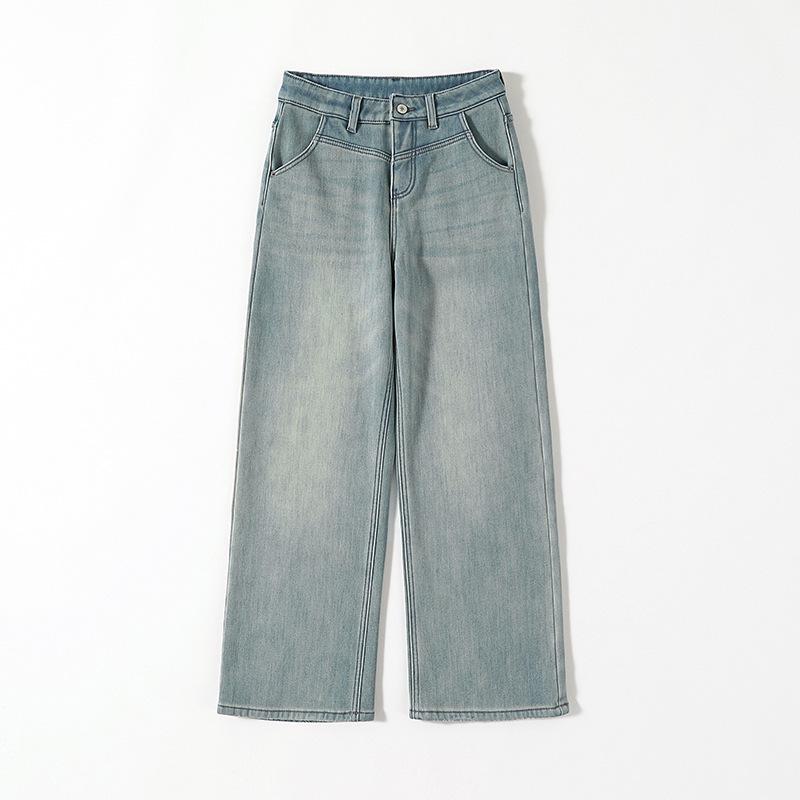 

Velvet Nostalgic Blue Narrow/Wide-Leg Jeans for Women - Stretchy, Retro Autumn/Winter Style, Straight-Leg for Petite. L