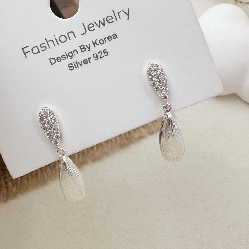 Korean Style Rhinestone Water Drop Stud Earrings - Versatile Fashion Accessories for Women
