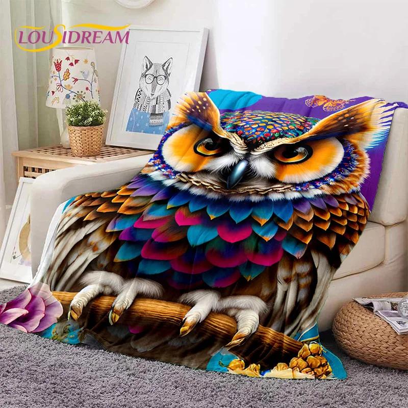 Cute Owl Eagle Birds Cartoon 3D Soft Flannel Blanket for Beds Bedroom Sofa Picnic,Throw Blanket for Cover Outdoors Leisure Gift