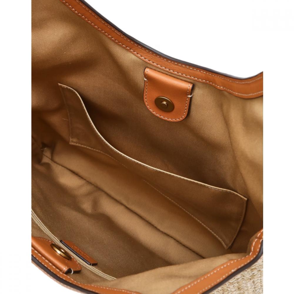 Daks Summer Raffia Leather Colorblock Shoulder Bag Dcba6e152i2