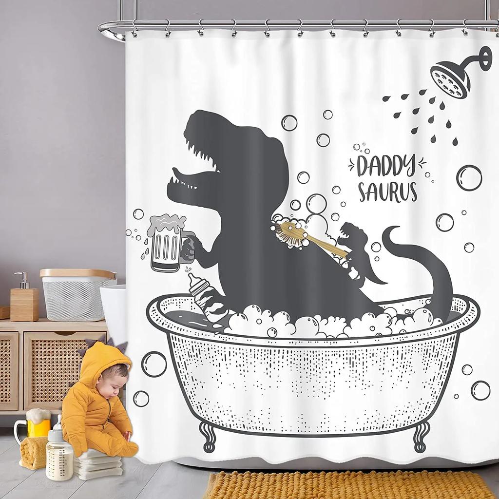 Mermaid Kids Shower Curtain Colourful Cartoon Sea Creatures Starfish Cute Girls Bathroom Decor Polyester Fabric Hanging Curtains