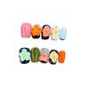 Handcrafted Short Square Floral Press-On Nails With Sparkle Texture Hawaiian Style Women