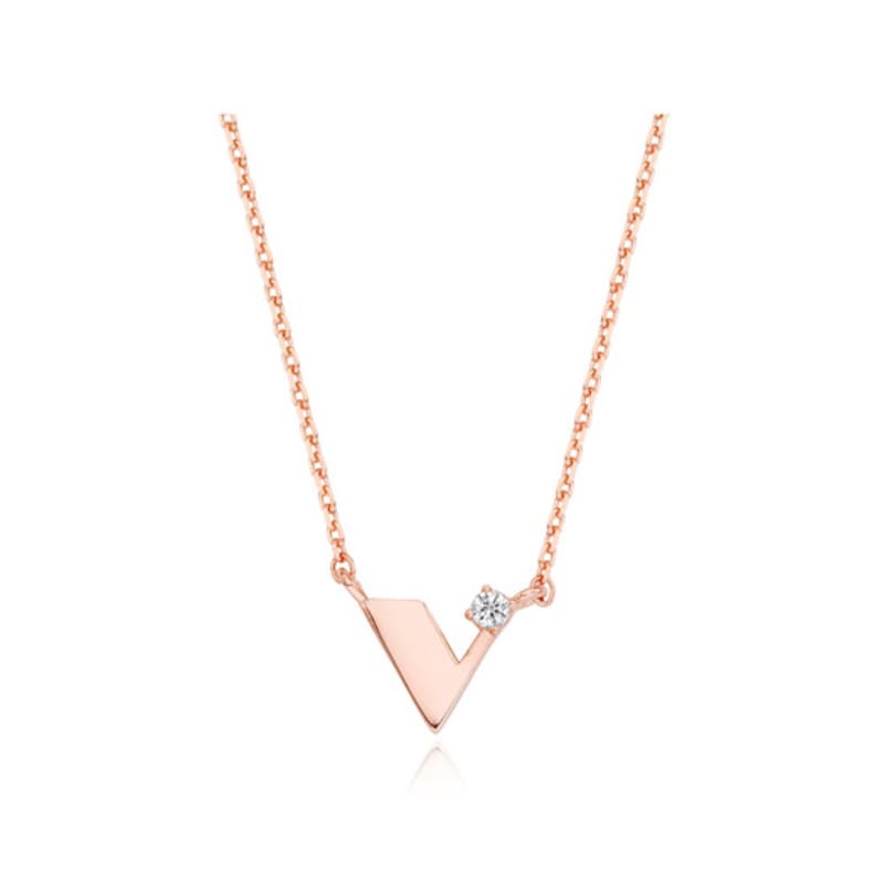 Tirr Lirr Show Love V Silver Pink Necklace TNSSVP13953M