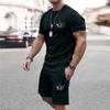 2025  New Men's Summer Leisure Sports Running Set Oversized Men's Refreshing Top Y2K Style Printed 3D Poker Pattern Fashion Set