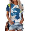 Modisches Damen Rundhals Kurzarm 3D Lässiges Farbprint Lässiges Kurzarm Rundhals T-Shirt