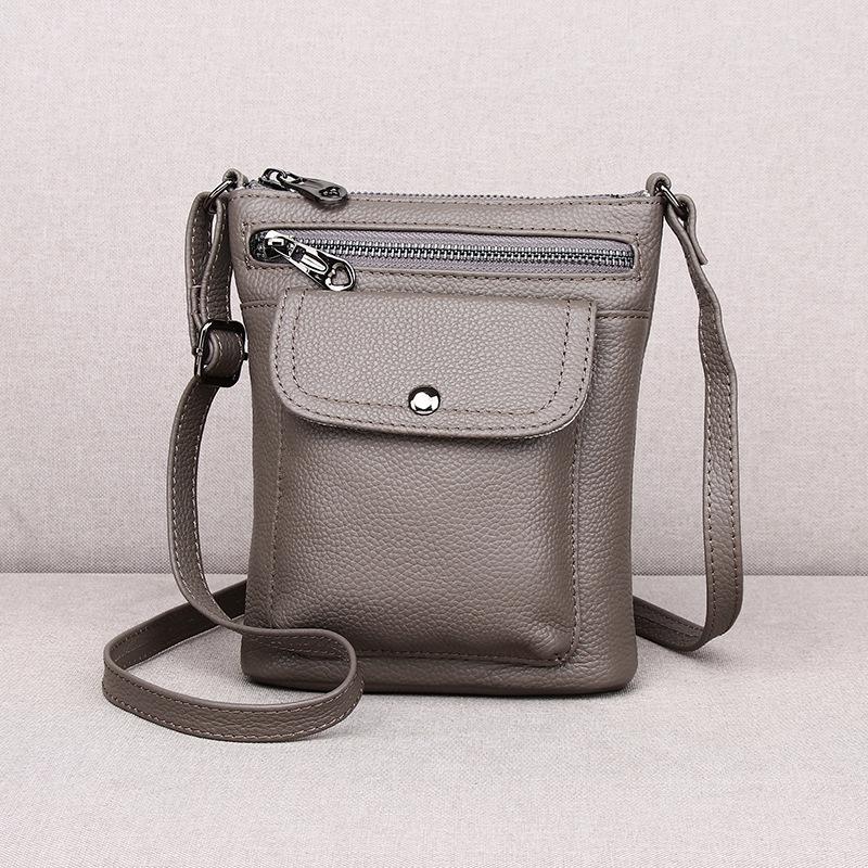 Mobile Phone Bag Female Messenger Leather Versatile First Layer Cowhide Spring And Summer Multi-Layer Small Satchel Mini Small Bag