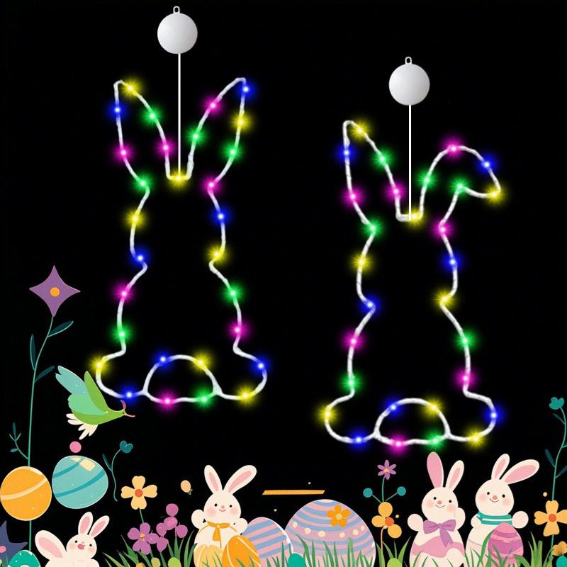 New Easter Bunny Shaped Led Window Decoration Light Party Home Decoration Children'S Parent-Child Toys Neon Wall Decoration