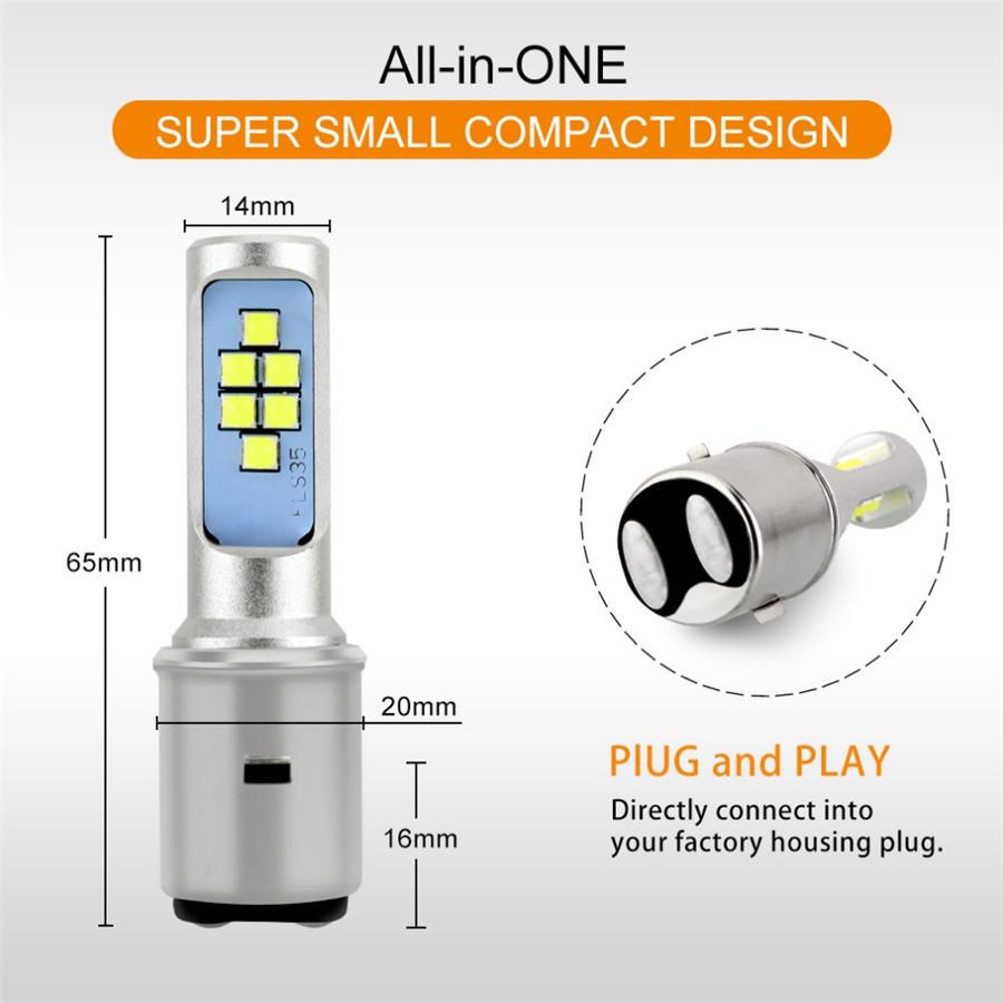 36W Ba20D 6000K  Led Motorcycle Headlight Bulb  Fog Light 12 Smd 1200Lm Hi Lo Lamp For Scooter Accessories Moto Drl