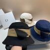 Designer Contrasting Color Bucket Hat Simple and Elegant Cotton Casual Hat Outdoor Travel Shading Foldable Basin Hat