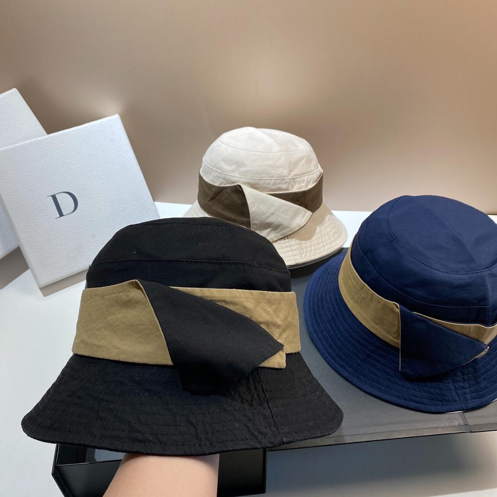 Designer Contrasting Color Bucket Hat Simple and Elegant Cotton Casual Hat Outdoor Travel Shading Foldable Basin Hat