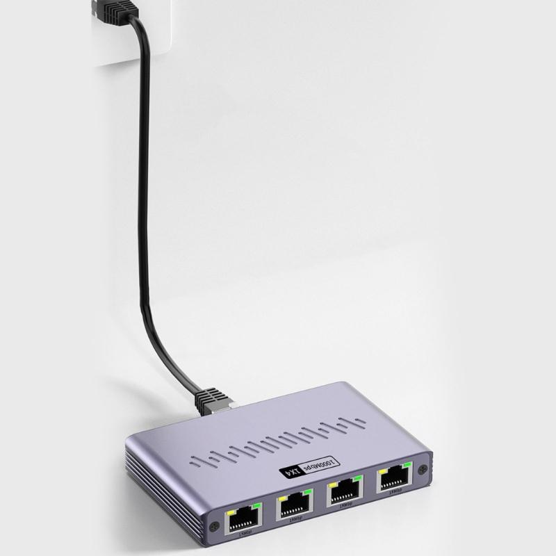 Schnelle Geschwindigkeit 1 bis 4 Port Ethernet Splitter Aluminium Gigabit Netzwerkadapter für mehrere Geräte 1000Mbps