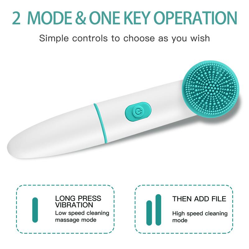 Electric Silicone Face Cleansing Brush Waterproof 2 In 1 Double Head, Sonic Vibration Facial Pore Cleaner Skincare Beauty Tool