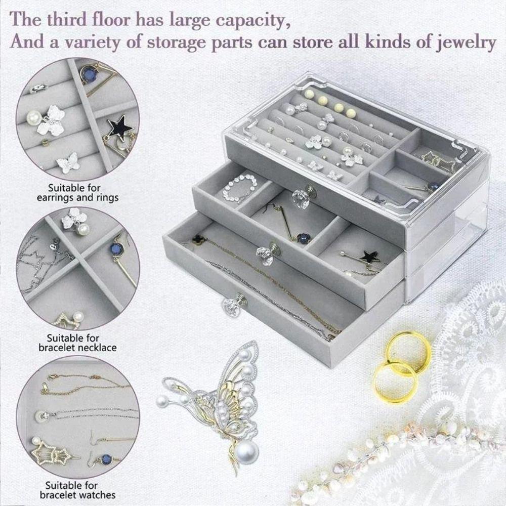 Transparent Drawer Storage Box 3-Layer Multi-layer Jewelry Box Home Storage