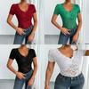 Elegant Lace Vneck Tshirt With Short Sleeves For Women Spring Summer Fashion