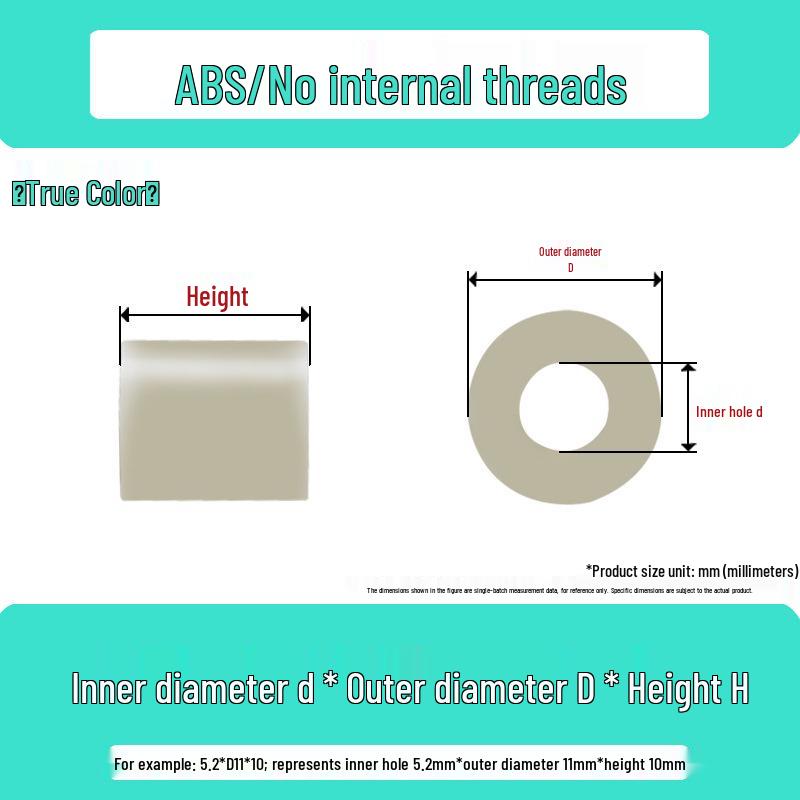 ABS Insulating Hollow Washer Spacer - White, Flat, Sleeve Style, Sizes: M3 to M10