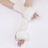 Diamond Shaped Short Gloves for Women Knitted Warm Half-finger Arm Sleeves