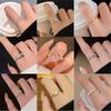 Korean Luxury Zircon Pearl Bow Ring - Vintage Niche Design, Women's Open Hand Jewelry