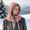 Women's Warm Hat with Ear and Scarf, Integrated Pullover Winter for Cold