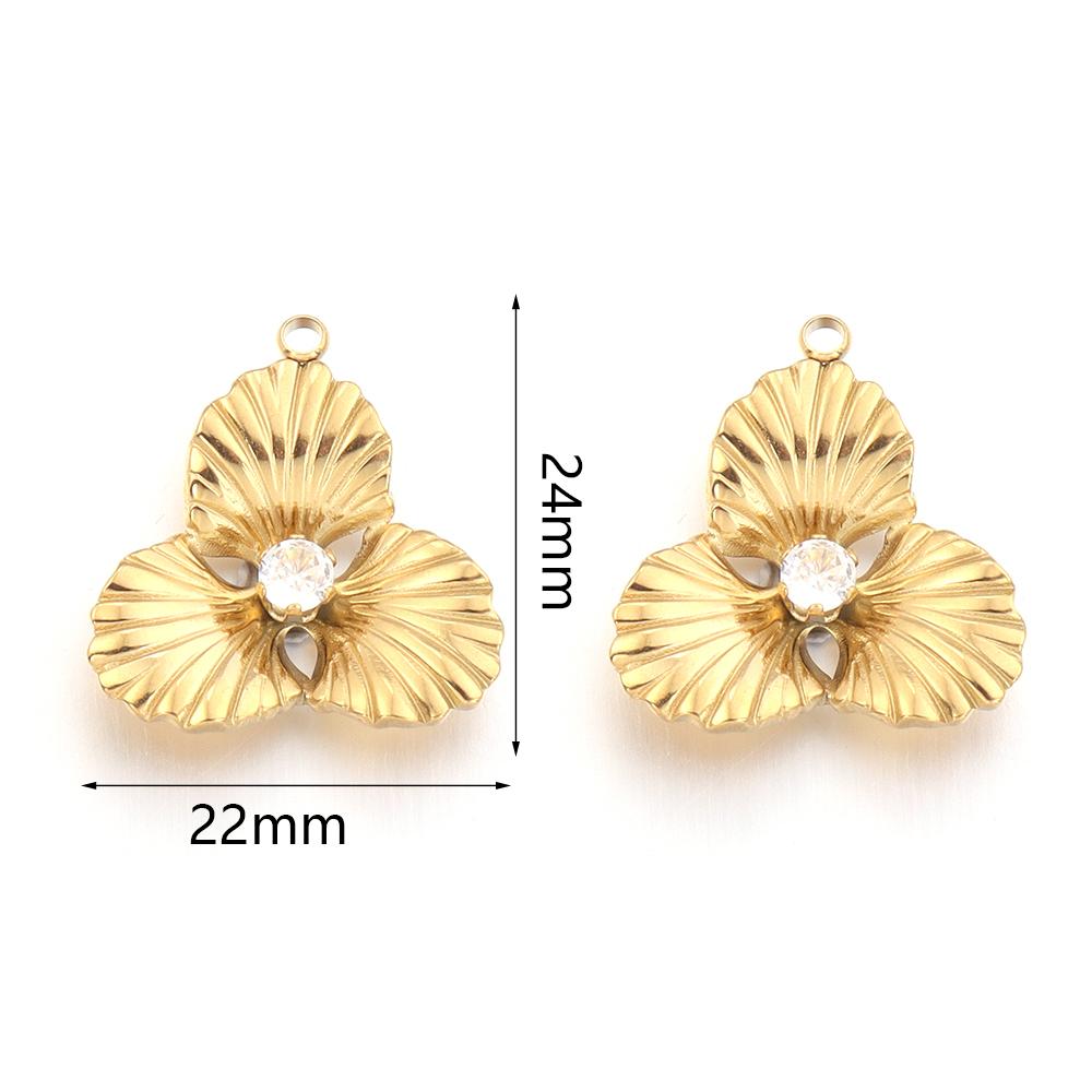 2Pcs Stainless Steel Pearl Flower Enamel Charms Exquisite Gold Color Pendant DIY Necklace Earrings Wedding Party Jewelry Finding