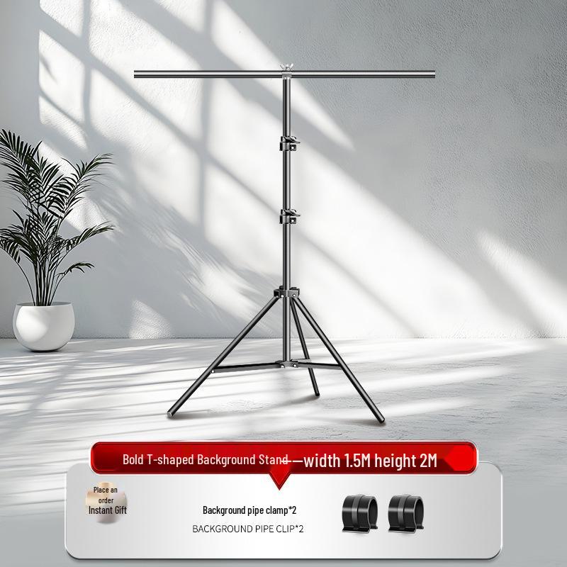 2x3 Meter Photography Background Stand with Black Light-Absorbing Cloth, Studio Props, and White Cloth for Shooting