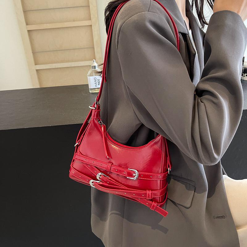 Versatile Crossbody Bag for Women Red Wine Shoulder Bags Monochromatic Texture Fashionable Shopping and Travel Women's Bags