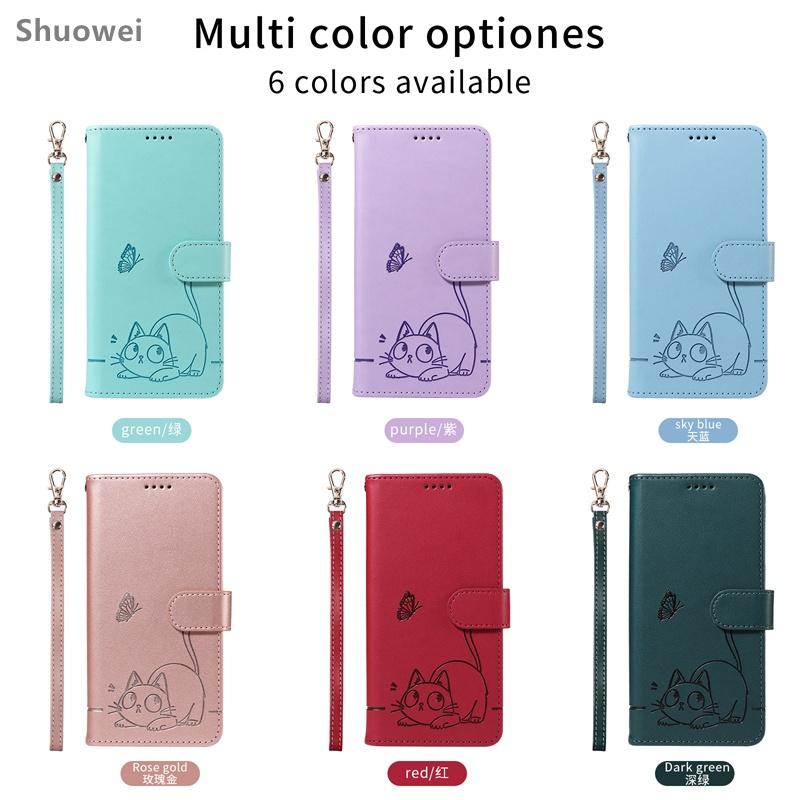 Case for Iphone 6 7 8 11 12 13 Mini SE 2 3 2020 2022 X XS Pro Plus Max XR Wallet Leather Flip Phone Casing Bag with Wristlet Strap