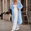 Women's Fashionable Casual Long Cardigan With Long Sleeves In Solid Color