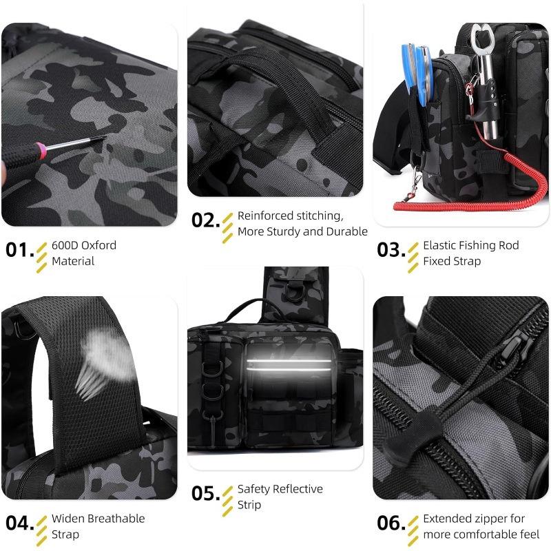 New Model Multi-functional Lure Backpack, Large Waist Bag, Tactical Cross-body Bag for Fishing, Fishing Rod Bag, Outdoor Bag