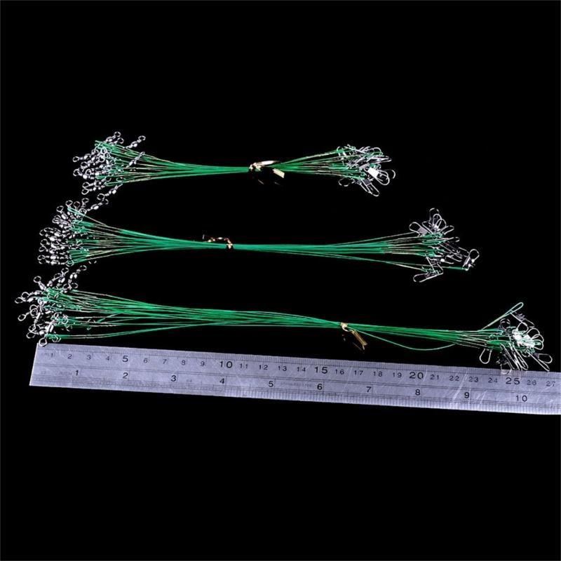 50 szt. Przypony z drutu wędkarskiego ze krętlikami i agrafkami, Przypony z drutu wędkarskiego ze stali nierdzewnej, Złącza agrafkowe