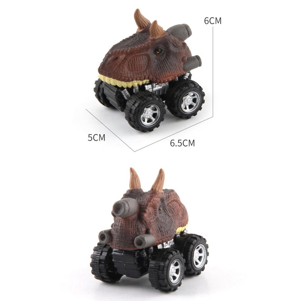 6Pcs Pack - Boy Racing Dinosaur Toy Shatter-resistant Dinosaur Pull Back Car Simulation Tyrannosaurus Triceratops Model Off-road Vehicle