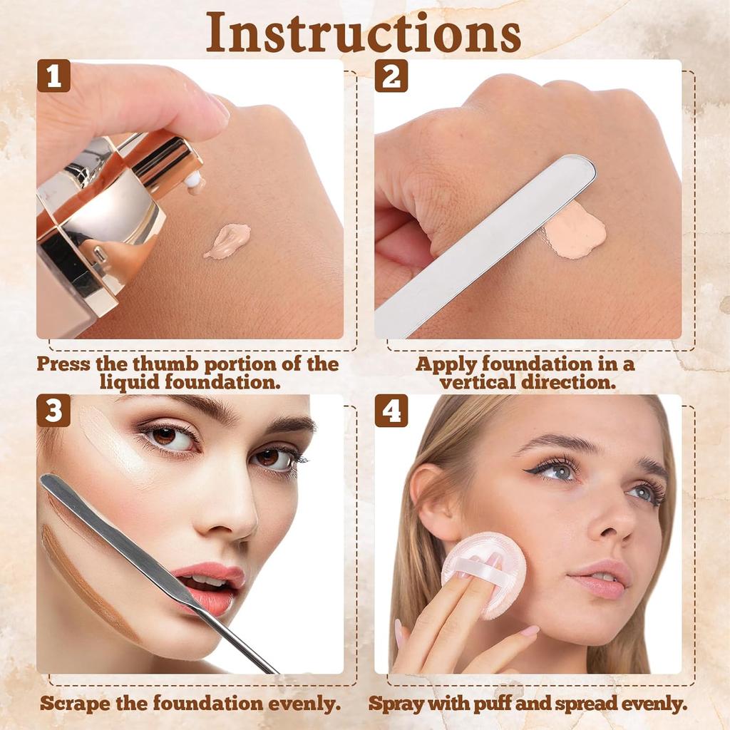 3 pcs Foundation Spatula Makeup Spatula Stainless Steel Professional Makeup Spatulas for Even Application of Foundation Tiny Facial Beauty Palette