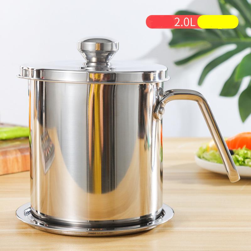 Stainless Steel Oil Filter Pot Grease Strainer Storage Tank Large Capacity Fat Separator Container Jug Can Kitchen Cooking Tools