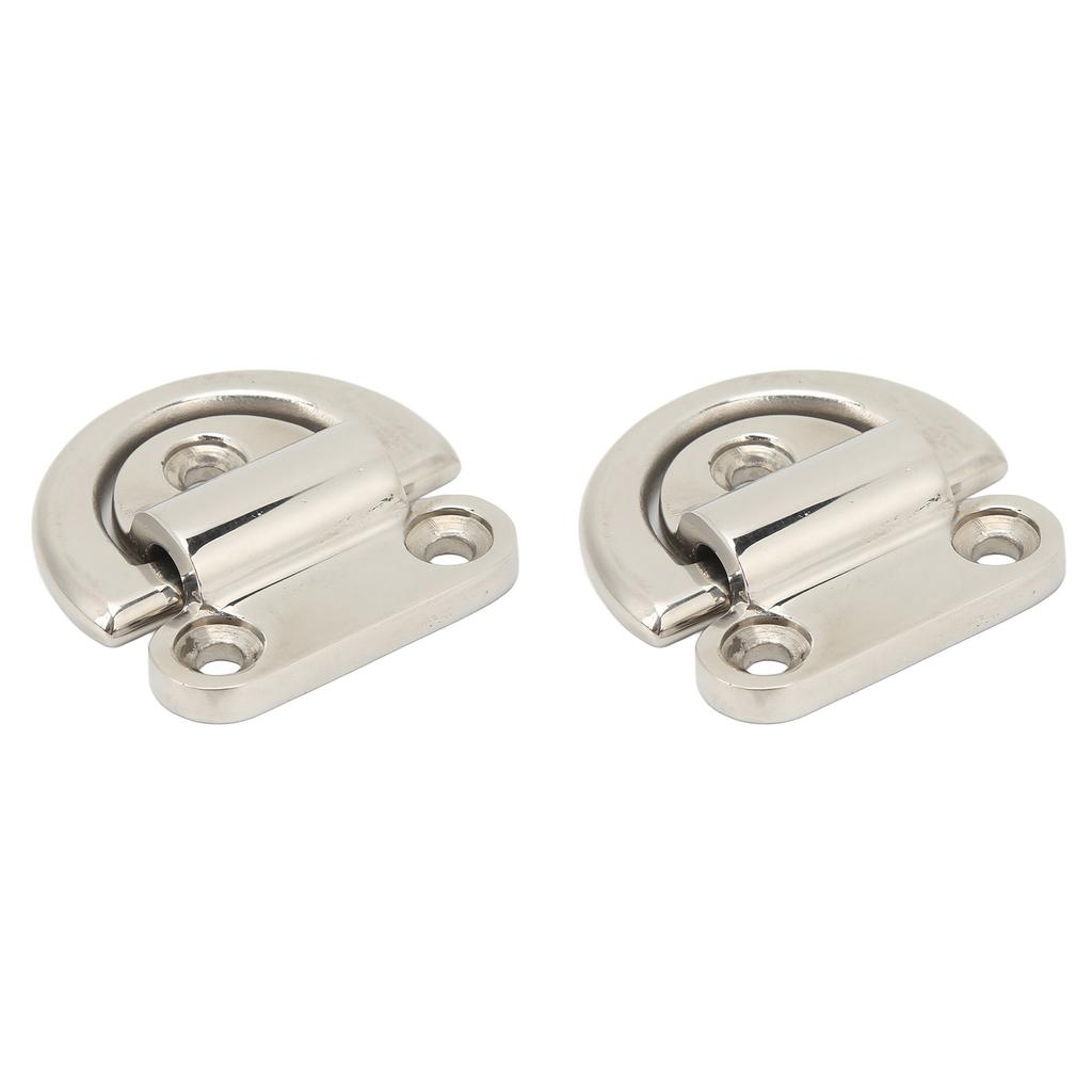 Stainless Steel Marine Folding Pad Eye Cleat Heavy Duty D Ring Tie Down 60x58mm for Boat Yacht