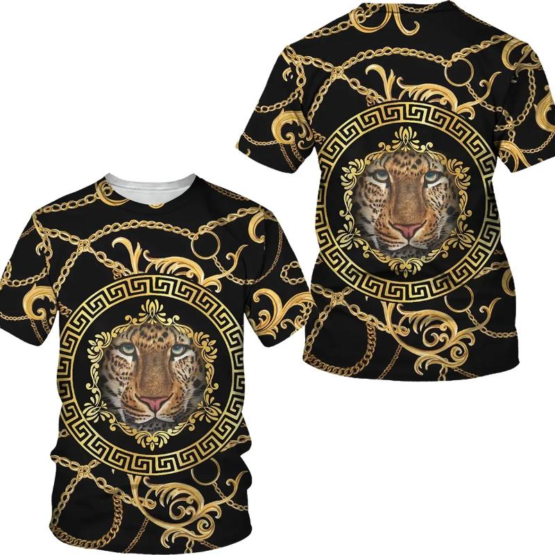 2022 Summer New Lion Head Pattern 3D Printing T-shirt Fashion Men's Street Casual Sports Shirt Men's O-neck Oversized T-shirt