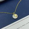 Exquisite S925 Sterling Silver Sun Necklace with Gold-Plated Freshwater Mother-of-Pearl