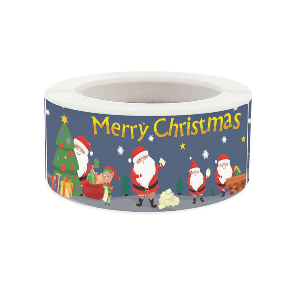 120Pcs/roll Merry Christmas Stickers Happy New Year Gift Sealing Stickers Holiday Candy Bag Box Decoration Stationery Stickers