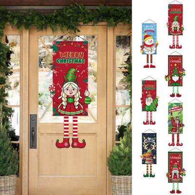 Christmas Flags Door Banner Xmas Element Foldable Easy To Hang Create Festive Atmosphere Home Decoration