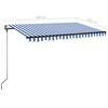Automatic Awning with LED Lights & Wind Sensor 300 X 250 Cm Blue and White