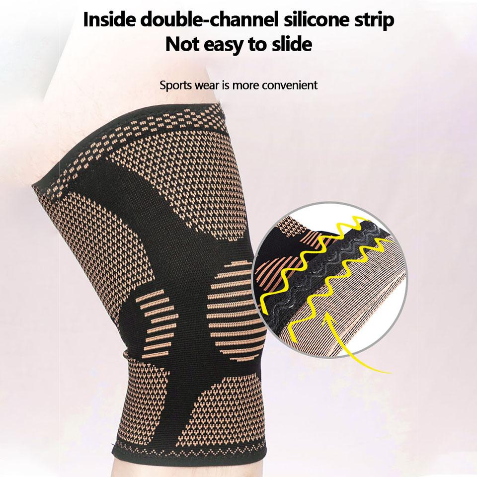 Loogdeel Copper Nylon Knee Brace Compression Support Sleeve For Sports Workout Arthritis Pain Relief