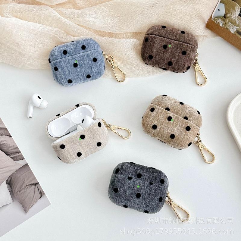 Suitable for AirPods 1 generation wireless earphone cover first generation polka dot fine velvet shell pro1 generation third generation hard case